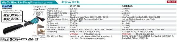 MÁY TỈA HÀNG RÀO DÙNG PIN Makita UH013GZ (600MM/BL)(40V (không kèm pin sạc)