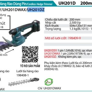 MÁY CẮT TỈA HÀNG RÀO DÙNG PIN Makita UH201DZ (12V MAX) (không kèm pin sạc)