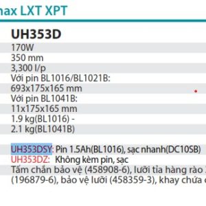 MÁY CẮT TỈA HÀNG RÀO DÙNG PIN Makita UH353DSY (12V MAX) (kèm 01 pin + sạc)