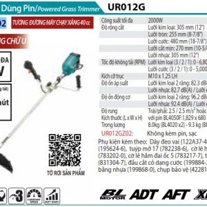 MÁY CẮT CỎ DÙNG PIN Makita UR012GZ02 (BL)(40V MAXX2) (không kèm pin sạc)