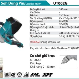 MÁY TRỘN SƠN DÙNG PIN Makita UT002GZ (13MM/CHUÔI KẸP/BL)(40V MAX) chưa kèm pin sạc