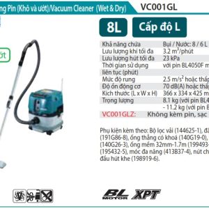 MÁY HÚT BỤI DÙNG PIN Makita VC001GLZ (ƯỚT&KHÔ/8L/BL)