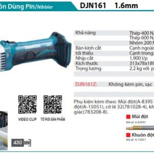 Máy Cắt Tôn Dùng Pin(18V) (không kèm pin sạc) - Makita DJN161Z