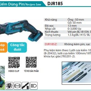 Máy Cưa Kiếm Dùng Pin(18V) (không kèm pin sạc) - Makita DJR185Z