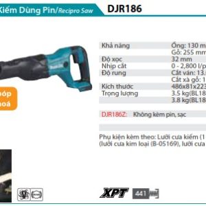 Máy Cưa Kiếm Dùng Pin(18V) (không kèm pin sạc) - Makita DJR186Z