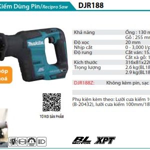 Máy Cưa Kiếm Dùng Pin(BL)(18V) (không kèm pin sạc) - Makita DJR188Z