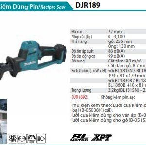 Máy Cưa Kiếm Dùng Pin(BL)(18V) (không kèm pin sạc) - Makita DJR189Z