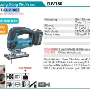 Máy Cưa Lọng Dùng Pin(18V) (không kèm pin sạc) - Makita DJV180Z