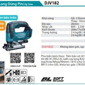 Máy Cưa Lọng Dùng Pin(BL)(18V) (không kèm pin sạc) - Makita DJV182Z