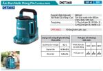 Ấm Đun Nước Dùng Pin(18VX2) (không kèm pin sạc) - Makita DKT360Z