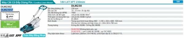 Máy Cắt Cỏ Đẩy Dùng Pin(230MM)(18V) (kèm 01 pin 3.0 + sạc) - Makita DLM230SF