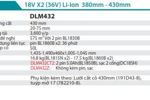 Máy Cắt Cỏ Đẩy Dùng Pin(380MM)(18VX2) (kèm 02 pin 4.0Ah + sạc nhanh) - Makita DLM382CM2