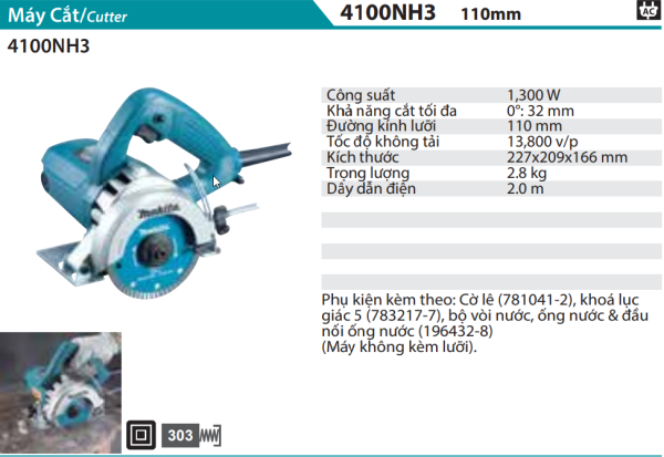 Máy Cắt Đá/Gạch(110MM) - Makita 4100NH3