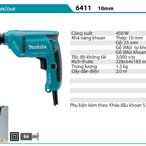 Máy Khoan(10MM) - Makita 6411