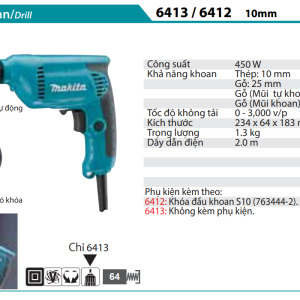 Máy Khoan(10MM) - Makita 6412