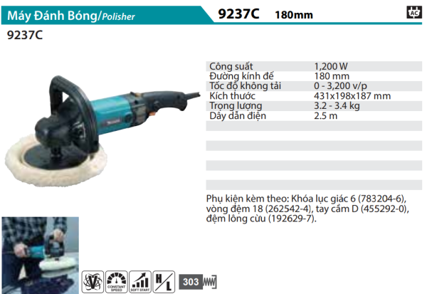 Máy Đánh Bóng(180MM) - Makita 9237C