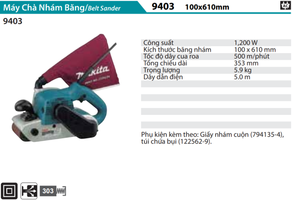 Máy Chà Nhám Băng(100MMX610MM) - Makita 9403