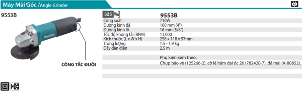 Máy Mài Góc(100MM/710W/Công Tắc Đuôi) - Makita 9553B