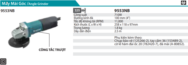 Máy Mài Góc(100MM/710W/Công Tắc Trượt) - Makita 9553NB