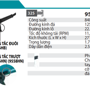 Máy Mài Góc(125MM/840W/Công Tắc Trượt) - Makita 9558HN