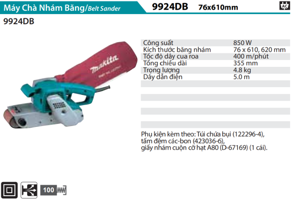 Máy Chà Nhám Băng(76MMX610MM) - Makita 9924DB