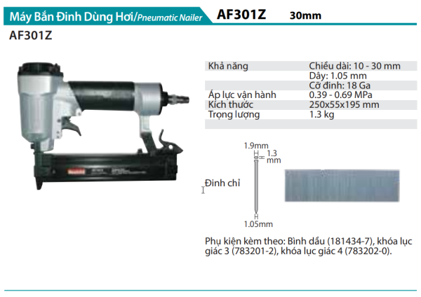 Máy Bắn Đinh Dùng Hơi - Makita AF301Z