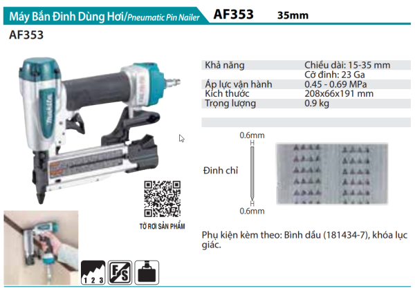 Máy Bắn Đinh Dùng Hơi - Makita AF353