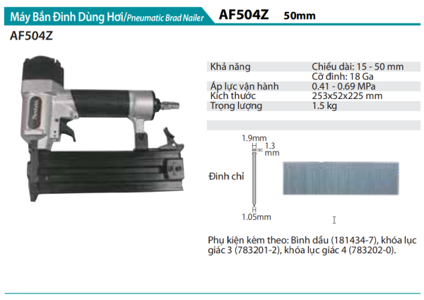 Máy Bắn Đinh Dùng Hơi - Makita AF504Z