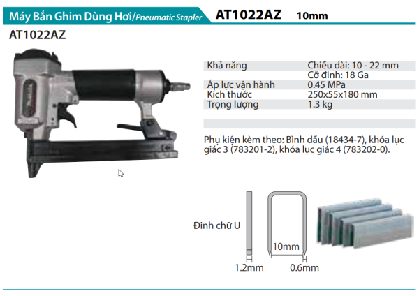 Máy Bắn Đinh Ghim Dùng Hơi - Makita AT1022AZ