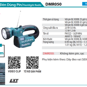 Radio Có Đèn Dùng Pin(18V/14.4V) (Chưa kèm pin sạc) - Makita DMR050