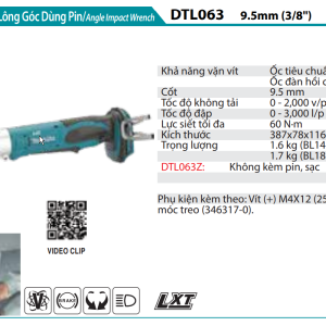 Máy Siết Bu Lông Góc Dùng Pin(18V) (không kèm pin sạc) - Makita DTL063Z