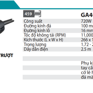 Máy Mài Góc(100MM/720W/CÔNG TẮC TRƯỢT) - Makita GA4030R