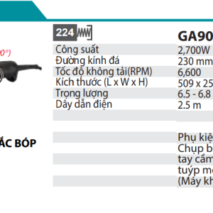 Máy Mài Góc(230MM/2700W/CÔNG TẮC BÓP) - Makita GA9080