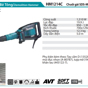 Máy Đục Bê Tông(CHUÔI GÀI SDS-MAX) - Makita HM1214C