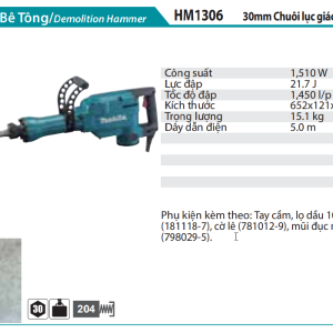 Máy Đục Bê Tông(CHUÔI LỤC GIÁC 30MM) - Makita HM1306