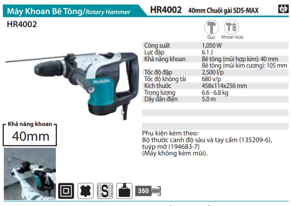 Máy Khoan Bê Tông - Makita HR4002