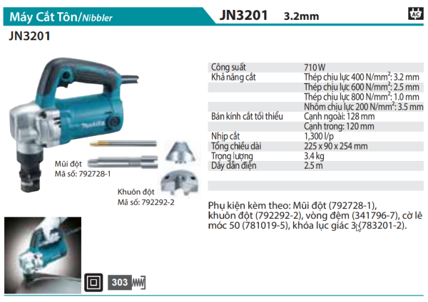 Máy cắt tôn 3.2mm Makita JN3201 710W