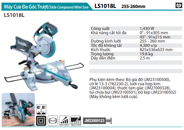 Máy cưa đa góc trượt MAKITA - LS1018L