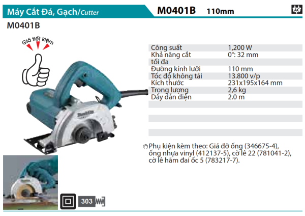 Máy cắt đá, gạch Makita M0401B