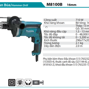 MÁY KHOAN BÚA Makita M8100B (16MM)