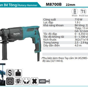 MÁY KHOAN BÊ TÔNG MAKITA  M8700B (22MM)