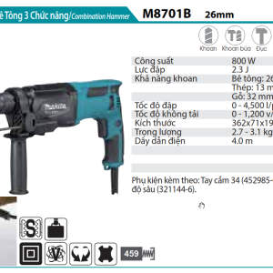 MÁY KHOAN BÊ TÔNG 3 CHỨC NĂNG MAKITA  M8701B