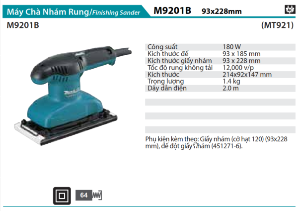 MÁY CHÀ NHÁM RUNG MAKITA  M9201B