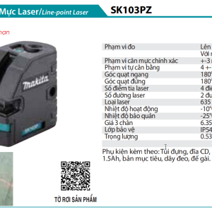 MÁY CÂN MỰC LASER Makita SK103PZ  (không kèm pin sạc)