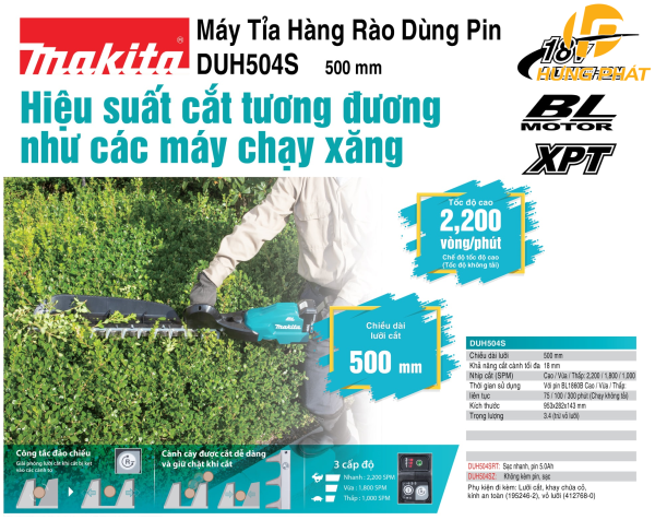 Máy tỉa hàng rào dùng pin Makita DUH504SZ